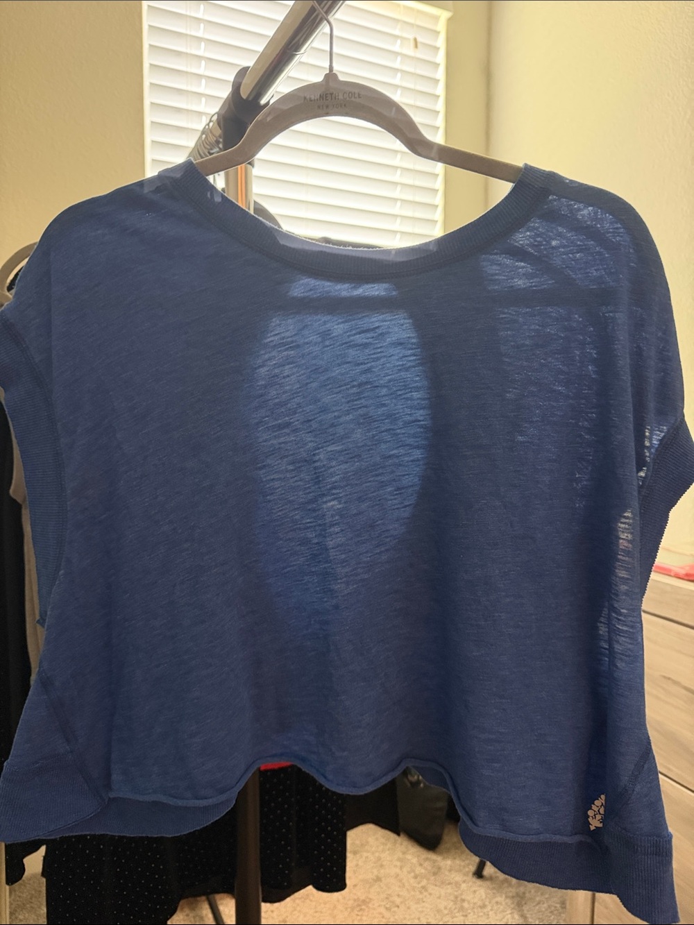 FP Movement by Free People Cropped Sheer Boxy Top in Blue